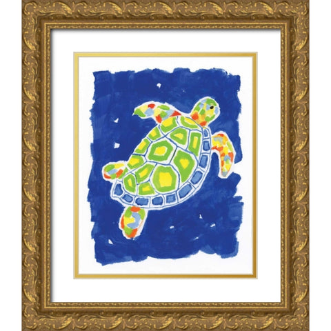 Bright Turtle Gold Ornate Wood Framed Art Print with Double Matting by Nan