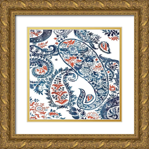 Paisley II Gold Ornate Wood Framed Art Print with Double Matting by Robinson, Carol