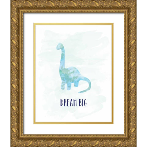 Dream Big Dino Gold Ornate Wood Framed Art Print with Double Matting by Murray, Amanda