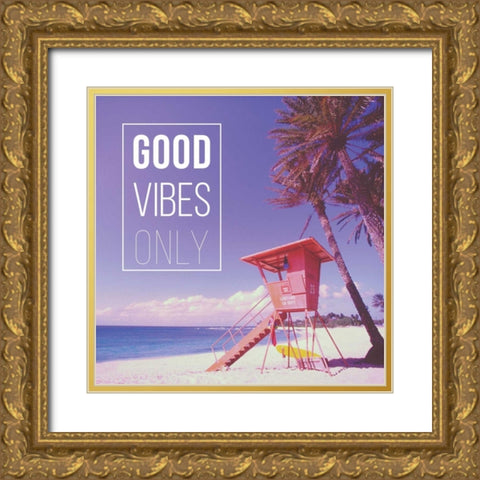 Good Vibes Only Gold Ornate Wood Framed Art Print with Double Matting by Delimont, Danita