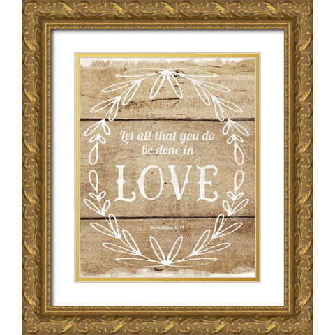 Done In Love Gold Ornate Wood Framed Art Print with Double Matting by Murray, Amanda