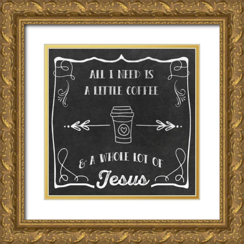 Coffee and Jesus Gold Ornate Wood Framed Art Print with Double Matting by Murray, Amanda