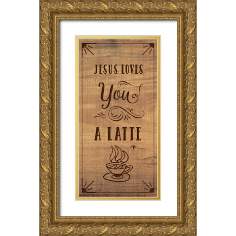 Jesus Loves You A Gold Ornate Wood Framed Art Print with Double Matting by Murray, Amanda