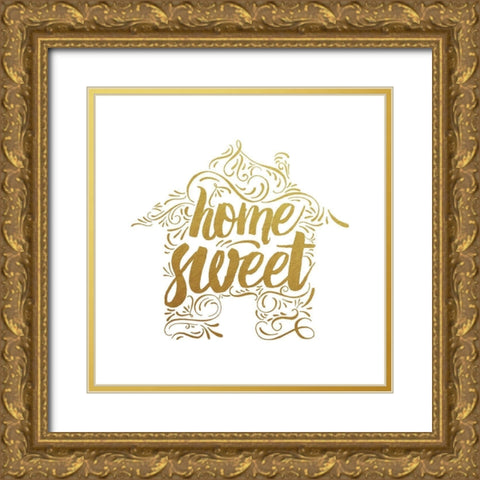 Home Sweet Home Gold Ornate Wood Framed Art Print with Double Matting by Murray, Amanda