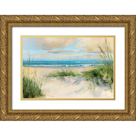 Catching The Wind Gold Ornate Wood Framed Art Print with Double Matting by Swatland, Sally