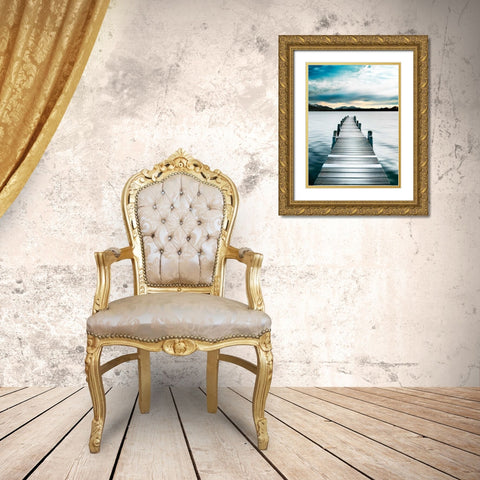 Jetty Gold Ornate Wood Framed Art Print with Double Matting by Delimont, Danita