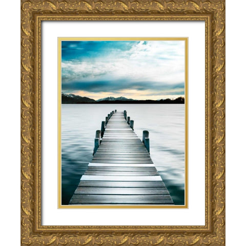 Jetty Gold Ornate Wood Framed Art Print with Double Matting by Delimont, Danita