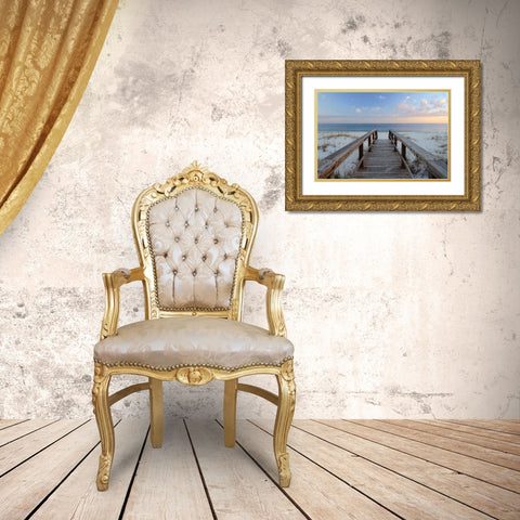 Pensacola Sunset Gold Ornate Wood Framed Art Print with Double Matting by Delimont, Danita