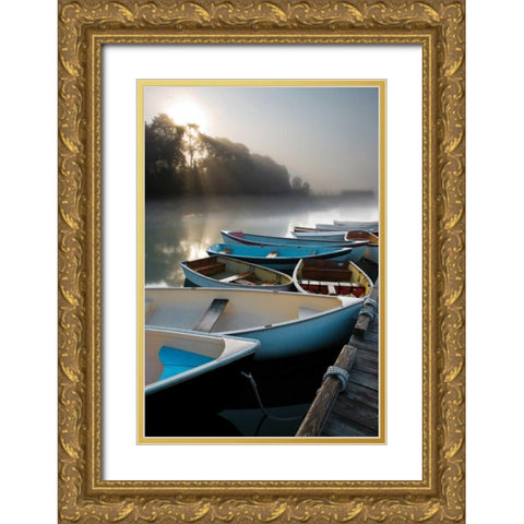 Skiffs In The Gold Ornate Wood Framed Art Print with Double Matting by Delimont, Danita