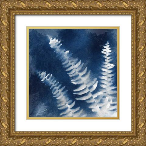 Natures Indigo IV Gold Ornate Wood Framed Art Print with Double Matting by Nan