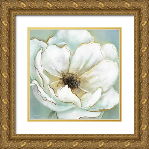 Soft Teal Splendor Gold Ornate Wood Framed Art Print with Double Matting by Robinson, Carol
