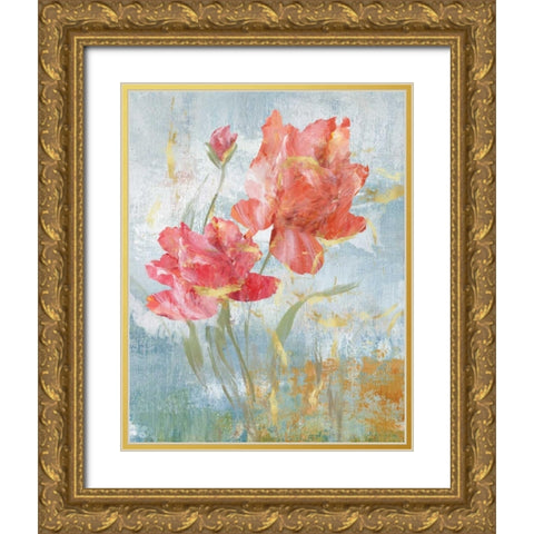 Floral Dance I Gold Ornate Wood Framed Art Print with Double Matting by Nan