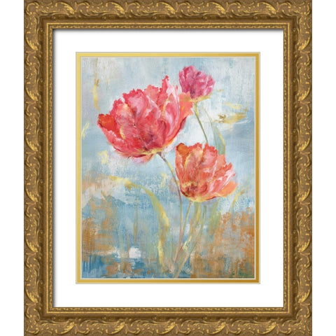 Floral Dance II Gold Ornate Wood Framed Art Print with Double Matting by Nan