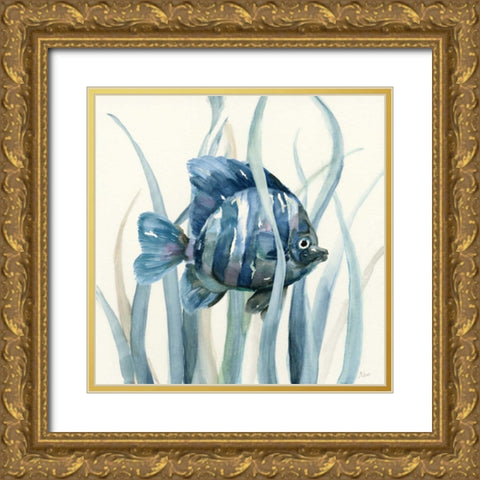 Fish in Seagrass I Gold Ornate Wood Framed Art Print with Double Matting by Nan