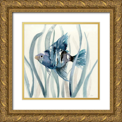 Fish in Seagrass II Gold Ornate Wood Framed Art Print with Double Matting by Nan