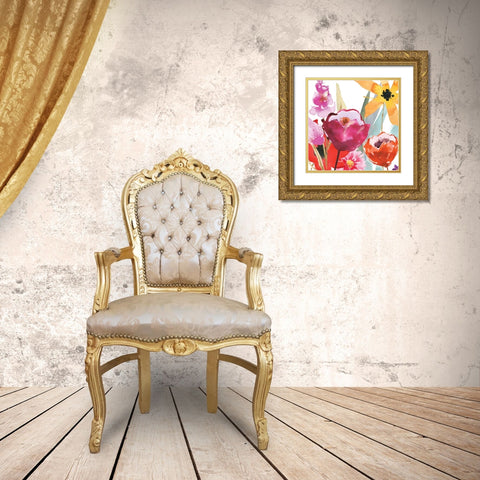 Spontaneous Blooms I Gold Ornate Wood Framed Art Print with Double Matting by Brown, Erin