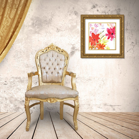 Spontaneous Blooms II Gold Ornate Wood Framed Art Print with Double Matting by Brown, Erin