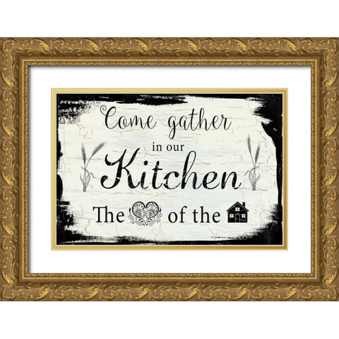 Come Gather Gold Ornate Wood Framed Art Print with Double Matting by Nan