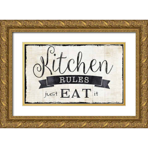 Just Eat It Gold Ornate Wood Framed Art Print with Double Matting by Donovan, Kelly