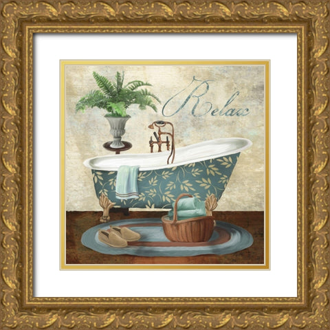 Bath Relax Gold Ornate Wood Framed Art Print with Double Matting by Knutsen, Conrad