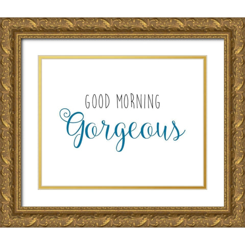 Good Morning Gold Ornate Wood Framed Art Print with Double Matting by CAD DESIGNS