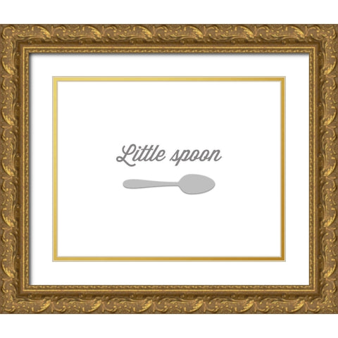 Little Spoon Gold Ornate Wood Framed Art Print with Double Matting by CAD DESIGNS