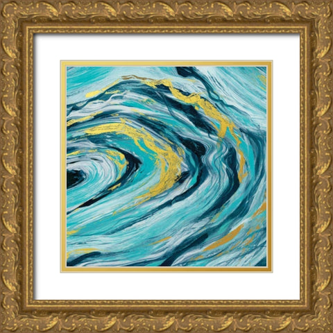 Teal Agate Gold Gold Ornate Wood Framed Art Print with Double Matting by Robinson, Carol