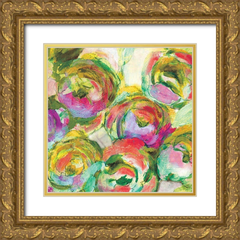 Bright Roses Gold Ornate Wood Framed Art Print with Double Matting by Robinson, Carol