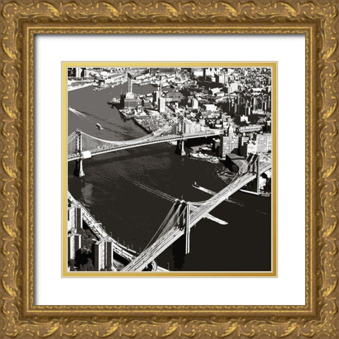 Aerial Manhattan Gold Ornate Wood Framed Art Print with Double Matting by Delimont, Danita