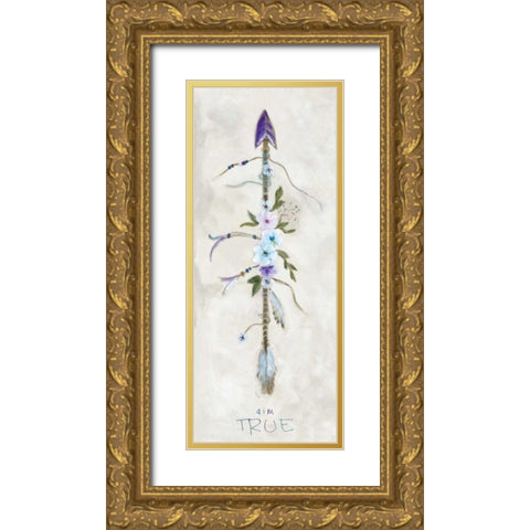 Boho Arrow II Gold Ornate Wood Framed Art Print with Double Matting by Dunlap, Marilyn