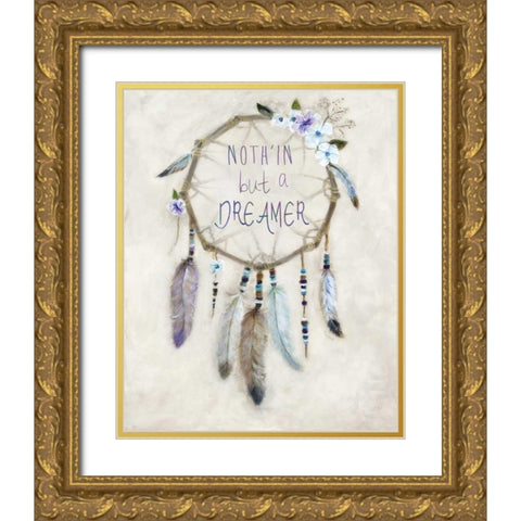 Boho Dreamcatcher Gold Ornate Wood Framed Art Print with Double Matting by Dunlap, Marilyn
