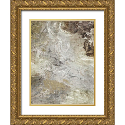 Marbled Linen Gold Ornate Wood Framed Art Print with Double Matting by Nan