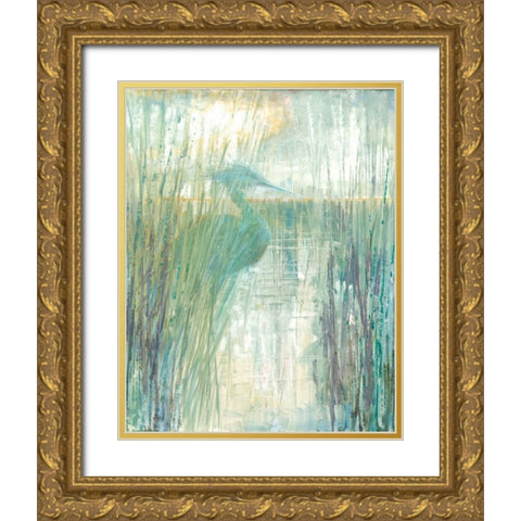 Morning Egret I Gold Ornate Wood Framed Art Print with Double Matting by Manning, Ruane