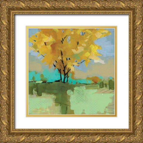 Bright Pasture Gold Ornate Wood Framed Art Print with Double Matting by Robinson, Carol