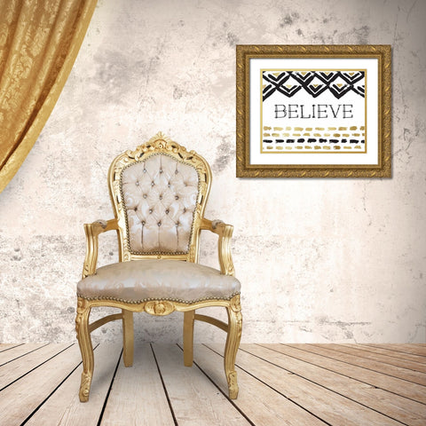 Believe Gold Ornate Wood Framed Art Print with Double Matting by Murray, Amanda