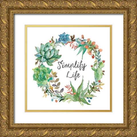 Simplify Life Gold Ornate Wood Framed Art Print with Double Matting by Robinson, Carol