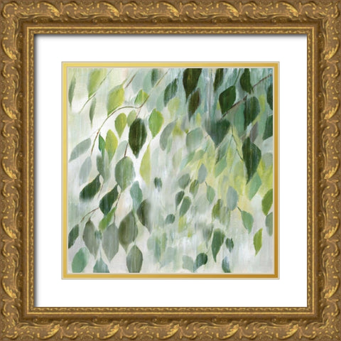 Misty Leaves Gold Ornate Wood Framed Art Print with Double Matting by Nan