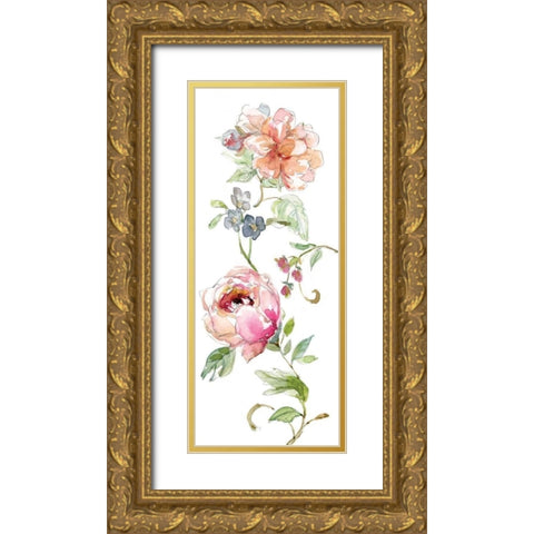 Trailing Blooms I Gold Ornate Wood Framed Art Print with Double Matting by Robinson, Carol