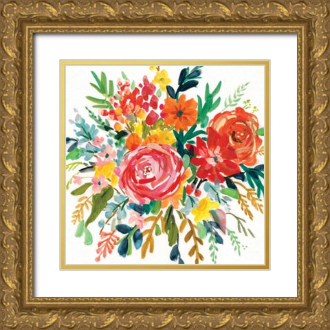Bright Bouquet II Gold Ornate Wood Framed Art Print with Double Matting by Robinson, Carol
