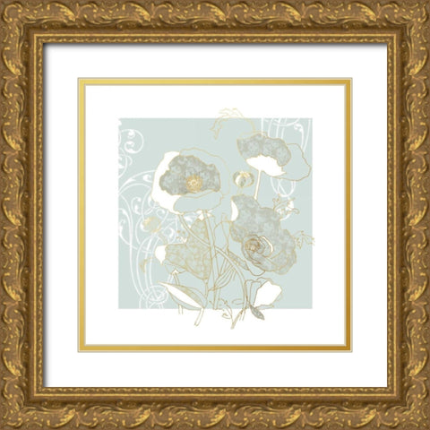 Filigree Floral I Gold Ornate Wood Framed Art Print with Double Matting by Robinson, Carol
