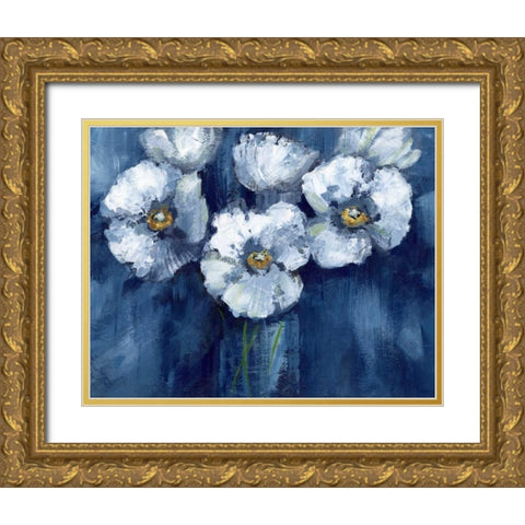 Blooming Poppies Gold Ornate Wood Framed Art Print with Double Matting by Nan