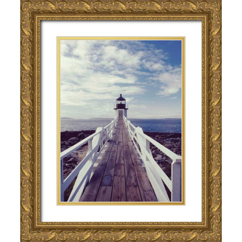 Lighthouse Path Gold Ornate Wood Framed Art Print with Double Matting by Delimont, Danita