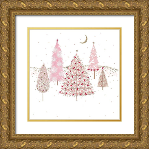 Pretty Pink Trees Gold Ornate Wood Framed Art Print with Double Matting by Sheldon, Christine