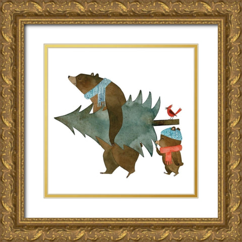 Wild Christmas II Gold Ornate Wood Framed Art Print with Double Matting by Courtois, Muriel