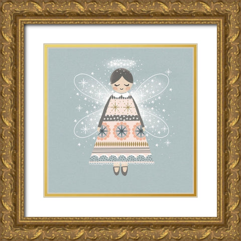 Sweet Holiday Angel Gold Ornate Wood Framed Art Print with Double Matting by Wren, Jenny