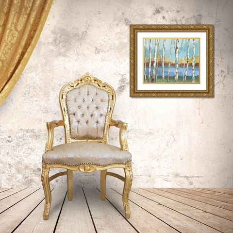 Birch Strand Gold Ornate Wood Framed Art Print with Double Matting by Nan