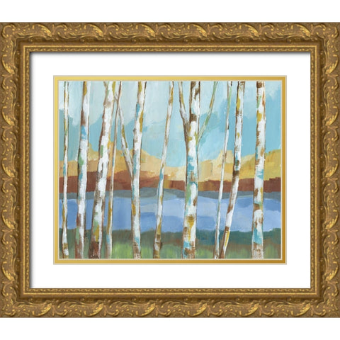 Birch Strand Gold Ornate Wood Framed Art Print with Double Matting by Nan