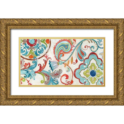Inspired Henna Gold Ornate Wood Framed Art Print with Double Matting by Nan