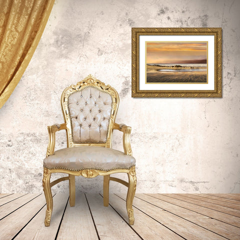 Dusk Tidal Gold Ornate Wood Framed Art Print with Double Matting by Calascibetta, Mike