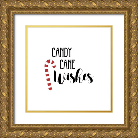 Candy Cane Wishes Gold Ornate Wood Framed Art Print with Double Matting by Murray, Amanda